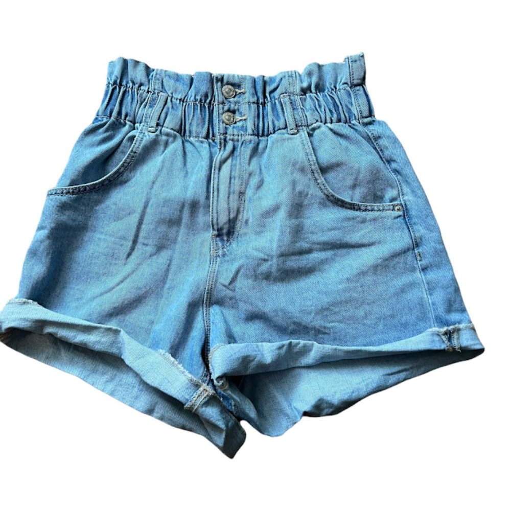 Zara Paperbag Shorts Denim Jean Size Eur 38 USA 06